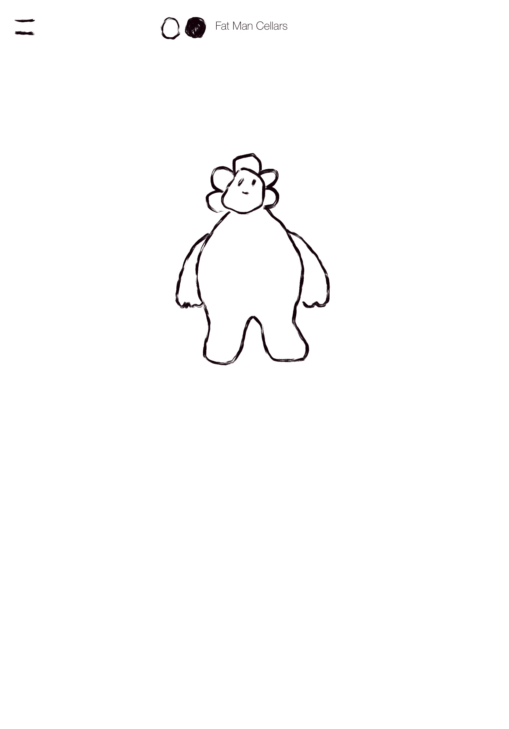 Fat Man Cellars homepage with the Fat Man centered beneath the logo